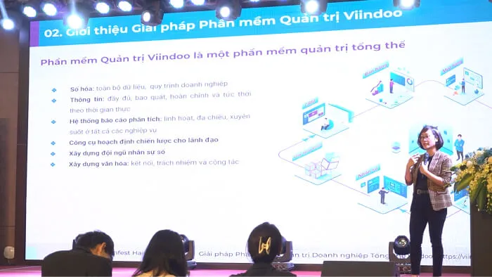 Bà Nguyễn Thị Liên phát biểu tại Techfest Haiphong 2022